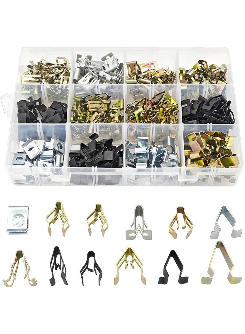 مشابك تزيين لوحة القيادة - 240 قطعة بـ 12 حجمًا من مشابك معدنية، مشابك تشكيل السيارات، استبدال لوحة القيادة لمعظم السيارات - Image 1